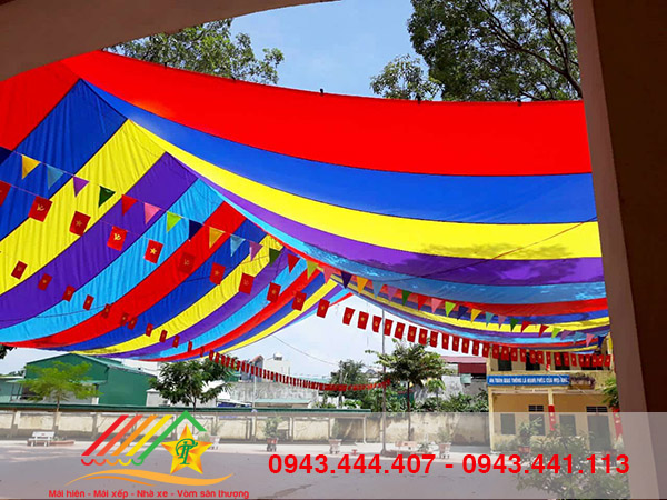 Bạt mái che sân trường - Mái hiên Phú Tài